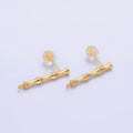 24K Gold plated Bamboo Linear Open Loop Drop Stud Earrings Findings | Z1010 - DLUXCA