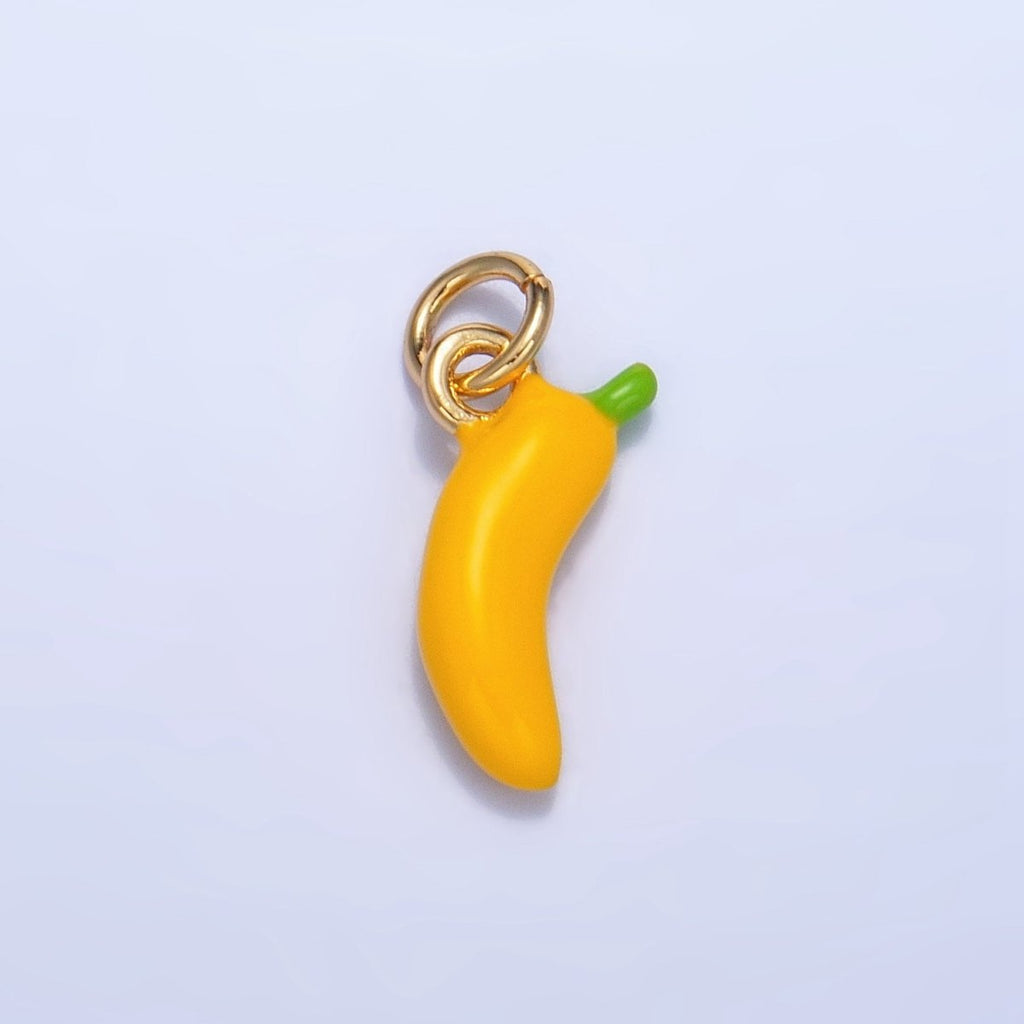 24K Gold plated Banana Fruit Enamel Mini Multidimensional Charm | W052 - DLUXCA