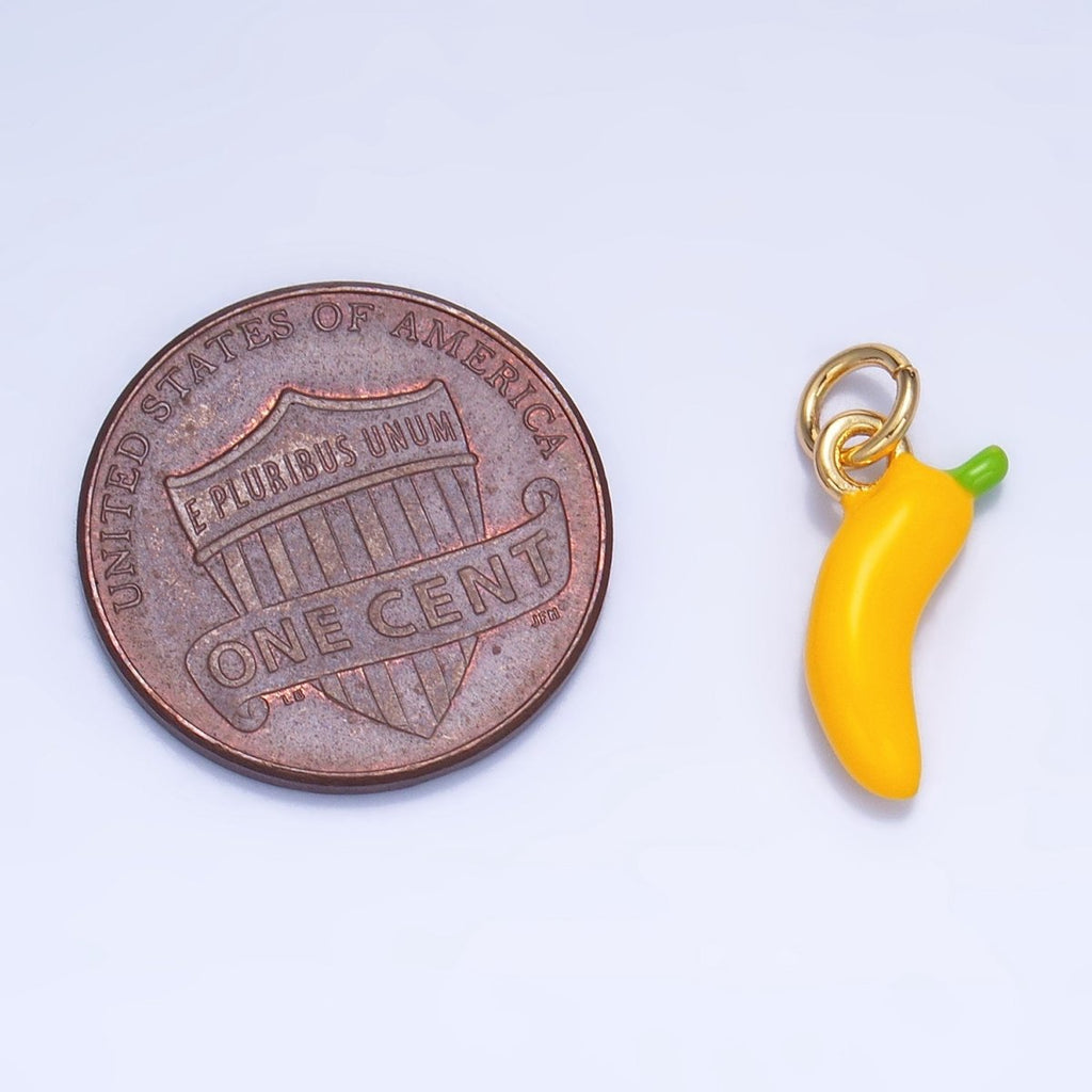 24K Gold plated Banana Fruit Enamel Mini Multidimensional Charm | W052 - DLUXCA