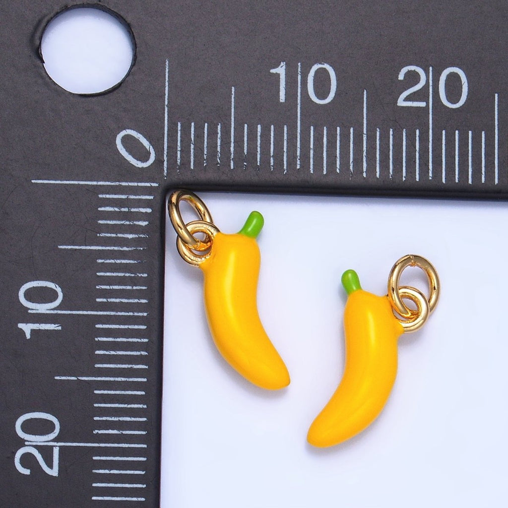 24K Gold plated Banana Fruit Enamel Mini Multidimensional Charm | W052 - DLUXCA
