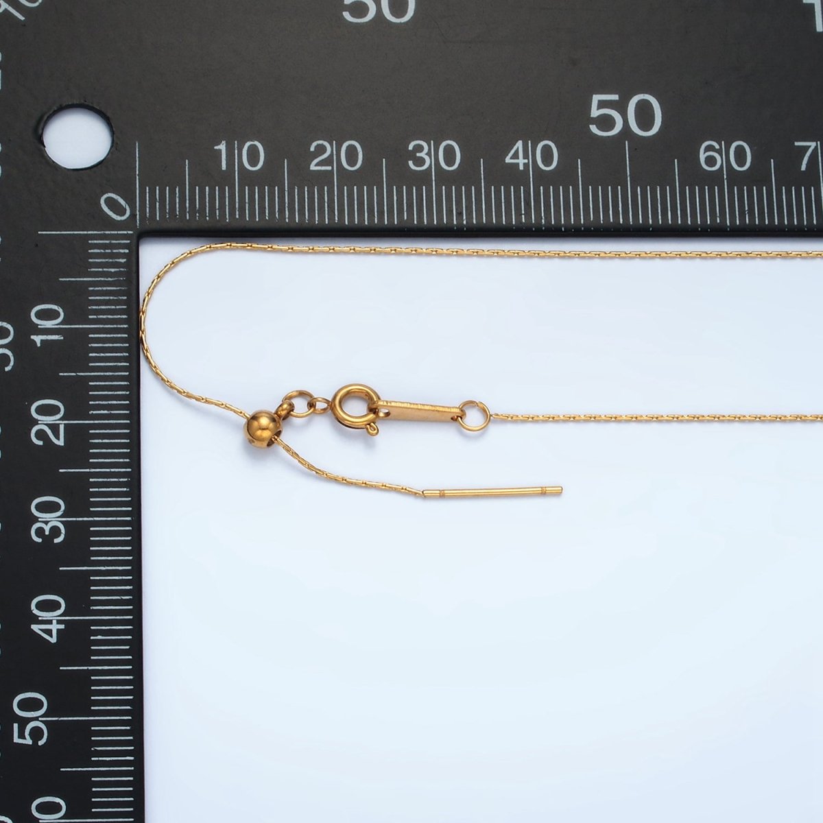 24K Gold plated Bar Chain Needle Necklace 20.5 - inch WA - 2624 - DLUXCA