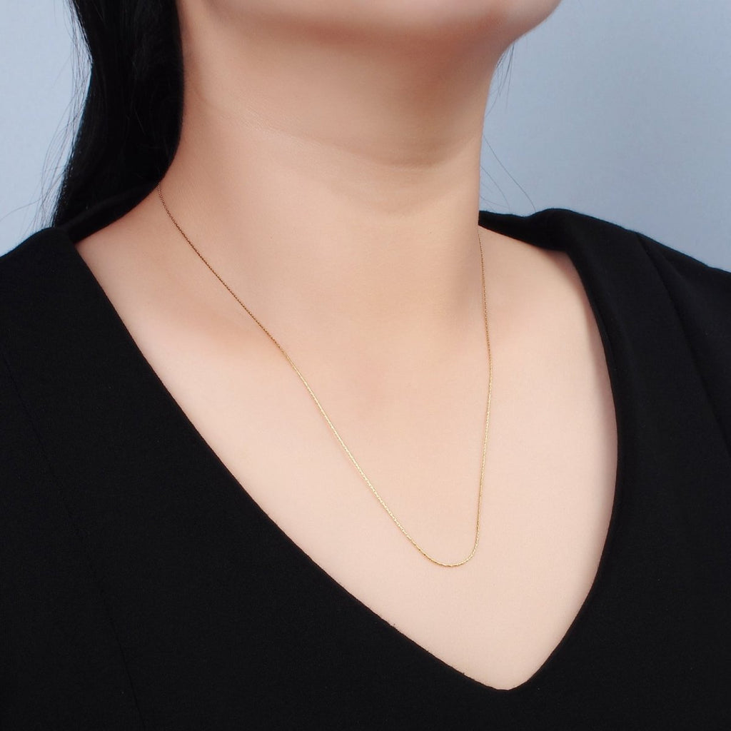 24K Gold plated Bar Chain Needle Necklace 20.5 - inch WA - 2624 - DLUXCA