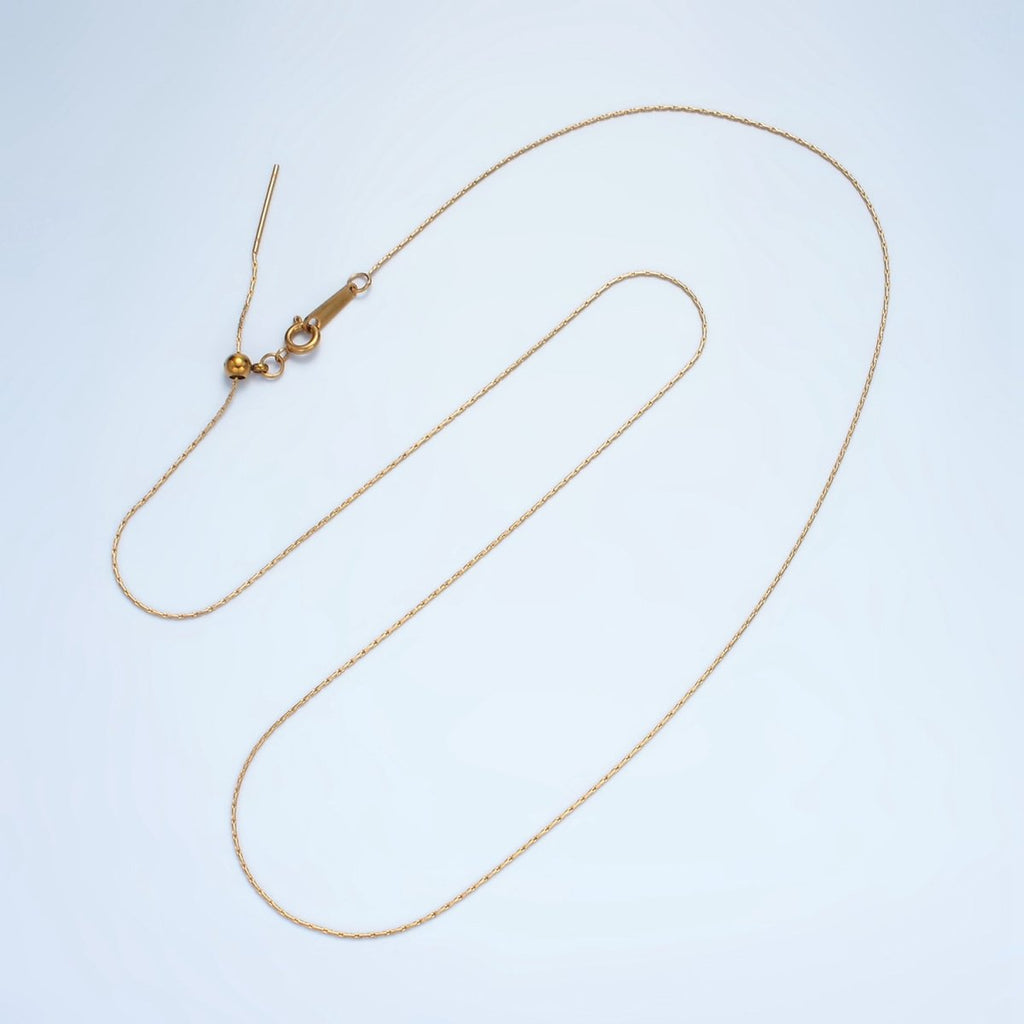 24K Gold plated Bar Chain Needle Necklace 20.5 - inch WA - 2624 - DLUXCA