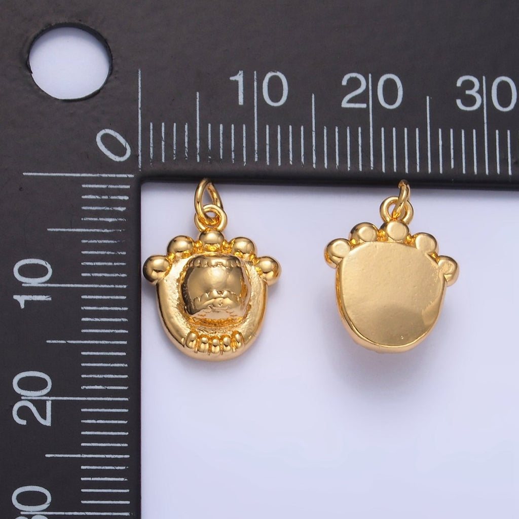24K Gold plated Baseball Catch Glove Multidimensional 3D Charm | W132 - DLUXCA