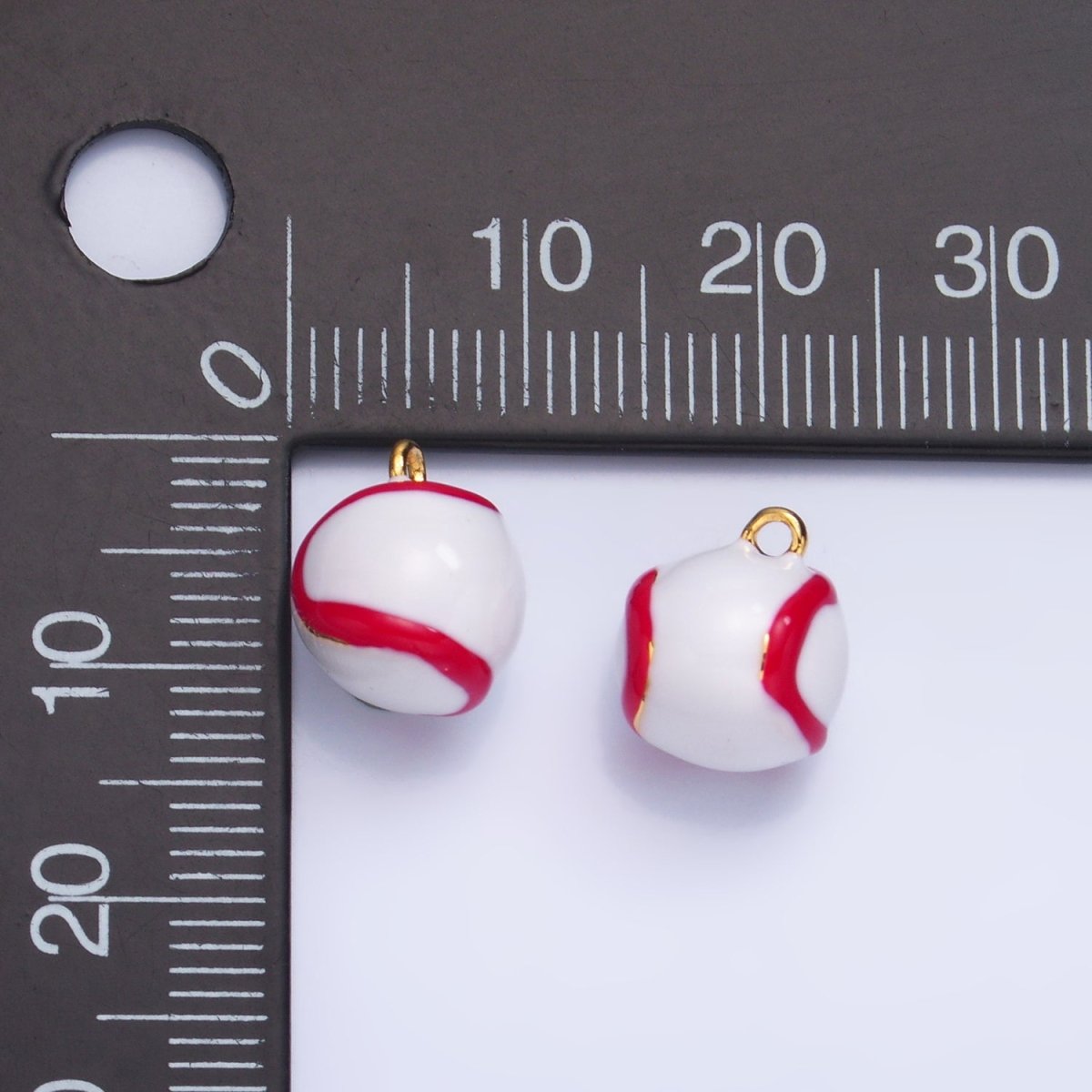 24K Gold plated Baseball Enamel Multidimensional Charm | W126 - DLUXCA