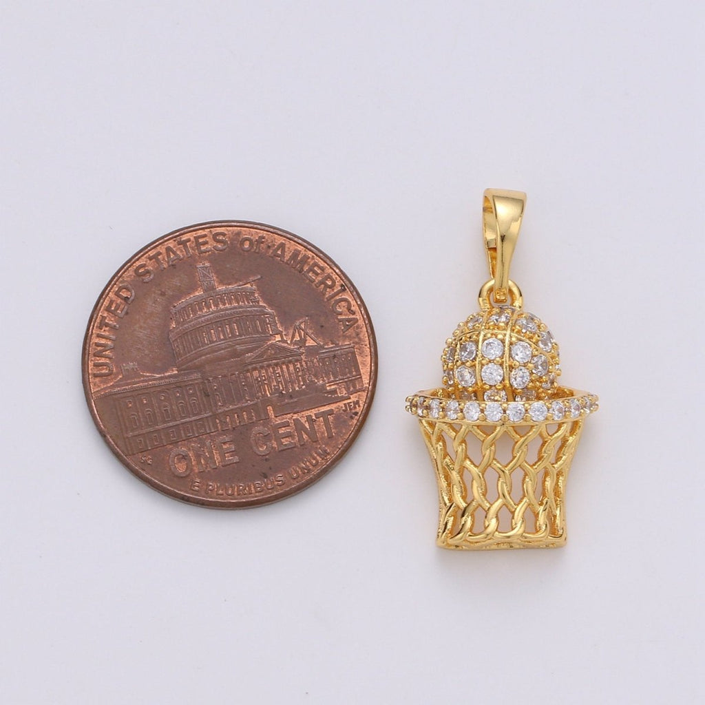 24K Gold plated Basketball Hoop Pendant Sports Jewelry for Men Unisex Necklace Jewelry Making Supply J-072 J-195