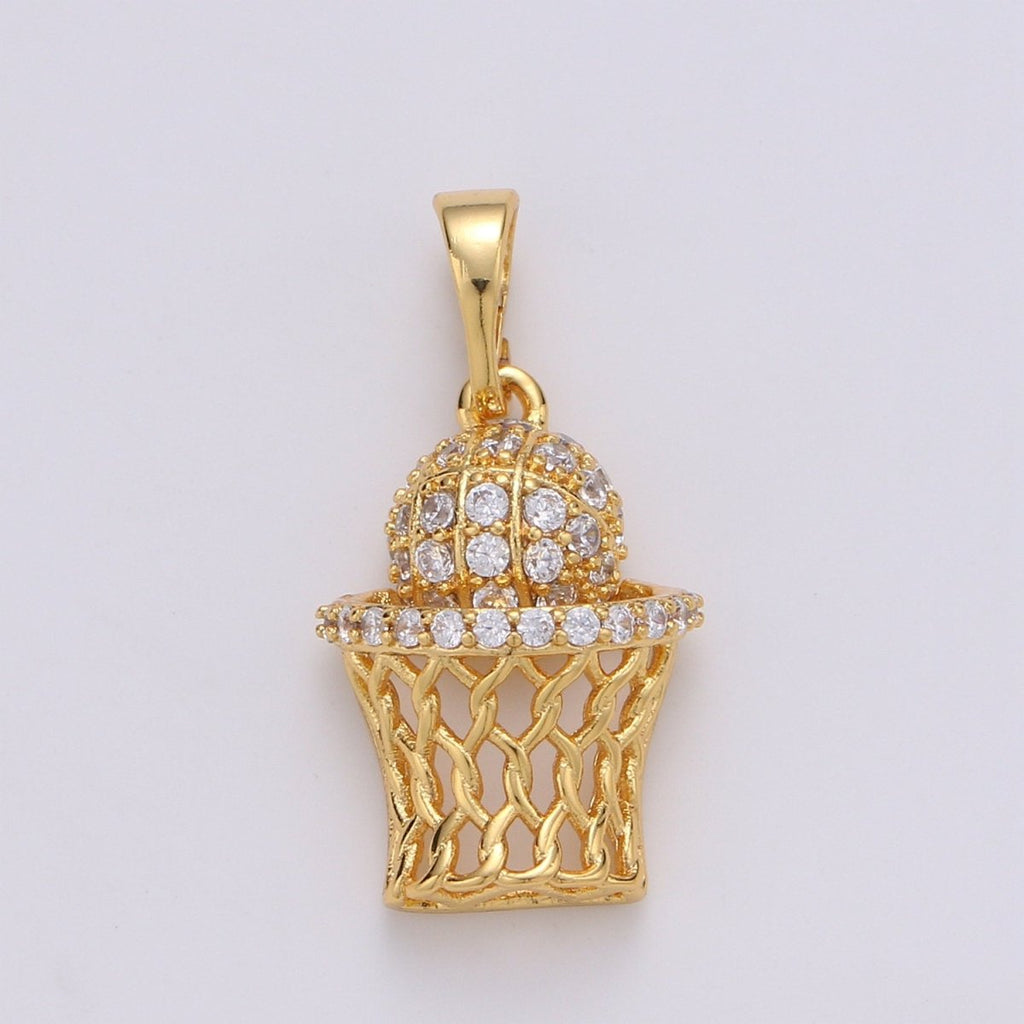 24K Gold plated Basketball Hoop Pendant Sports Jewelry for Men Unisex Necklace Jewelry Making Supply J-072 J-195