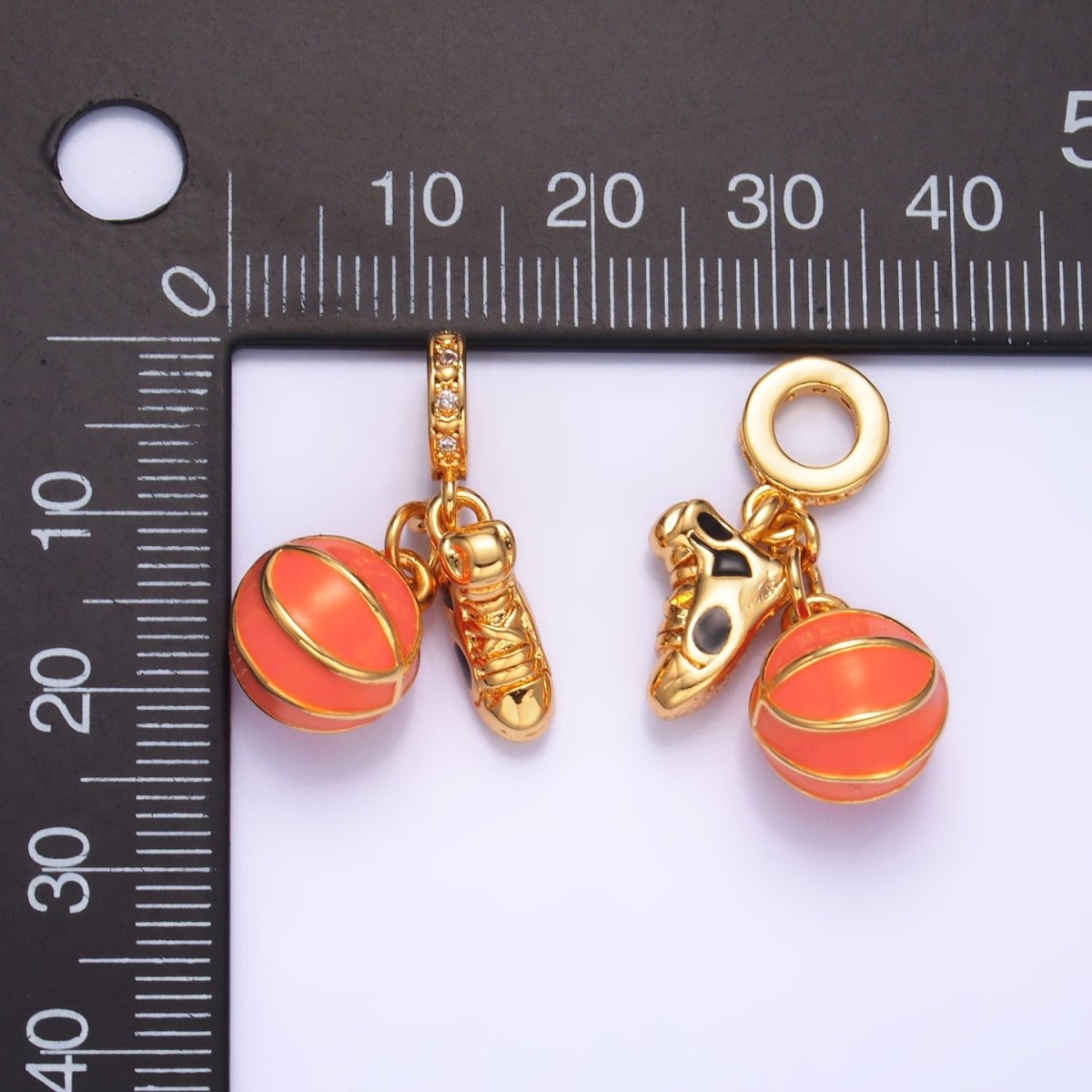24K Gold plated Basketball Shoes Enamel Micro Paved CZ Rhondelle Drop Pendant | W361 - DLUXCA