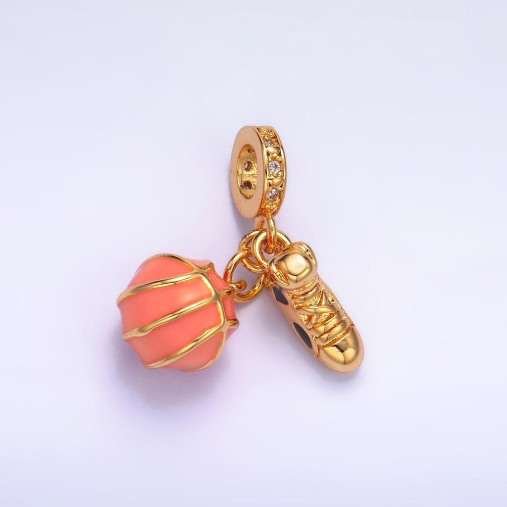 24K Gold plated Basketball Shoes Enamel Micro Paved CZ Rhondelle Drop Pendant | W361 - DLUXCA