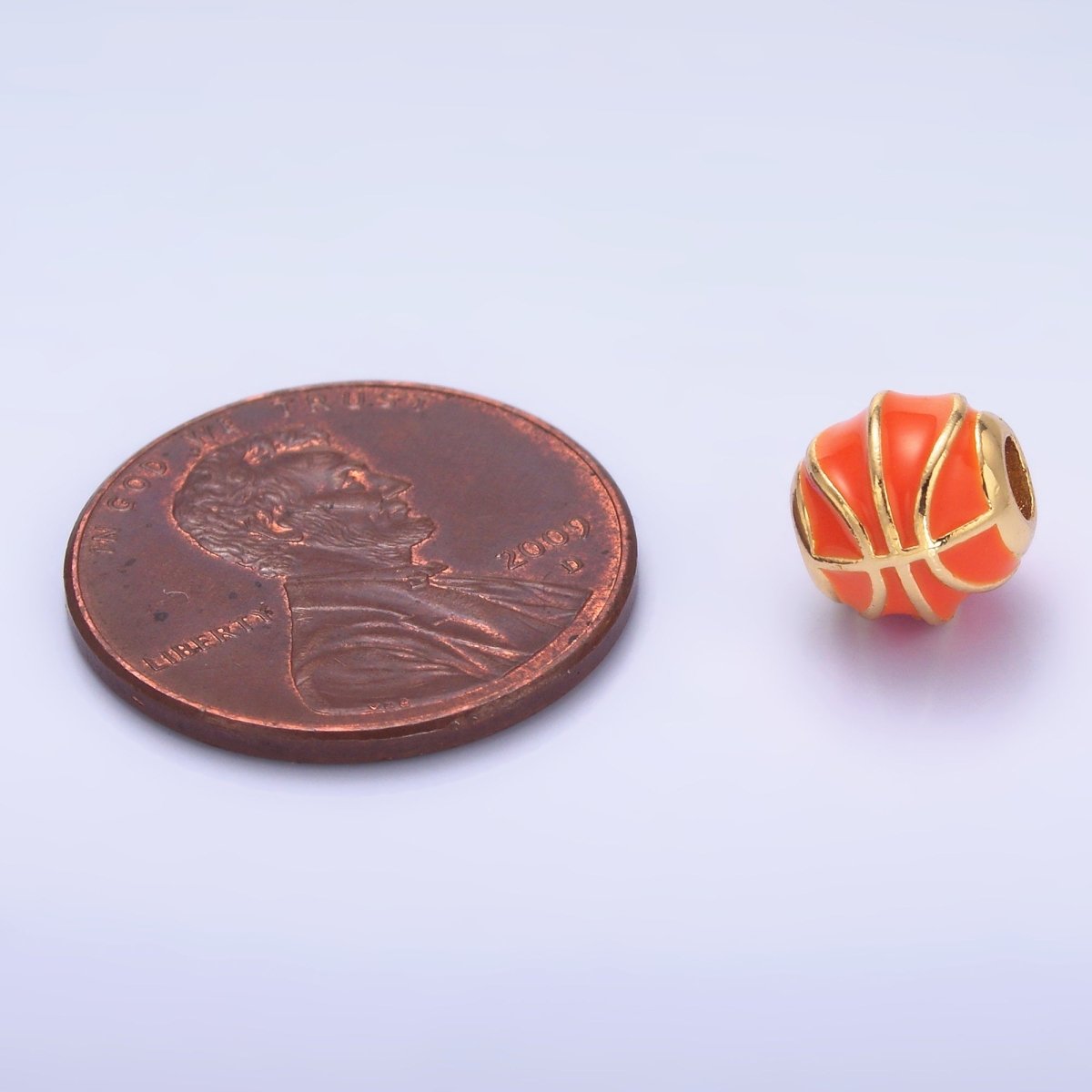 24K Gold plated Basketball Sports Enamel Bead | B185 - DLUXCA