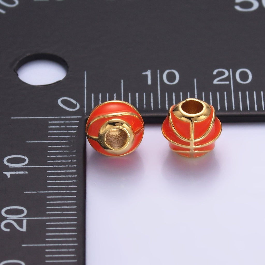 24K Gold plated Basketball Sports Enamel Bead | B185 - DLUXCA