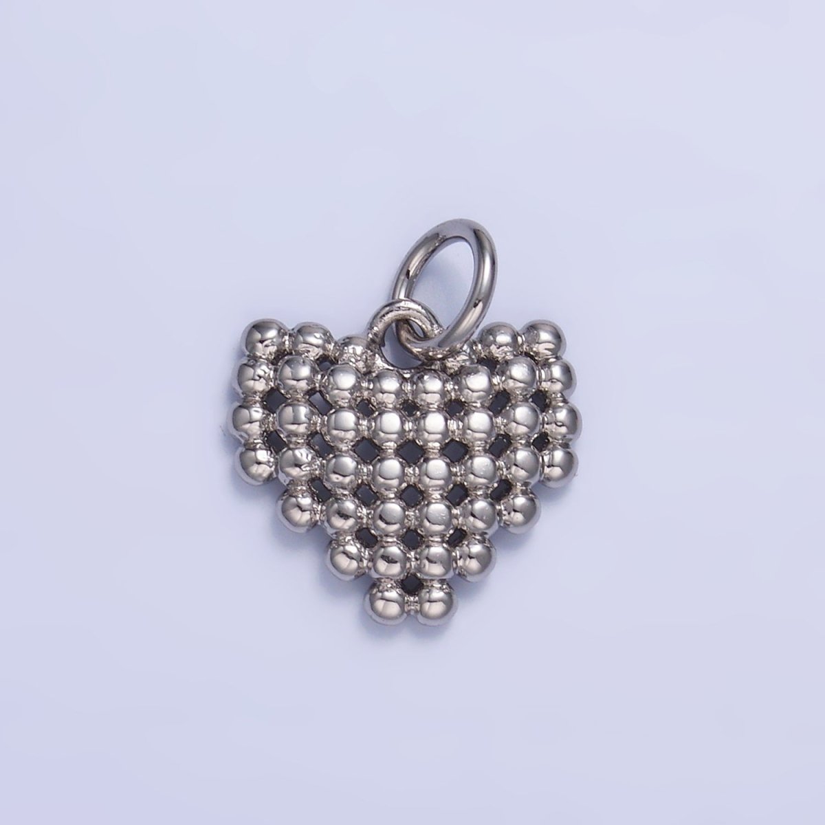 24K Gold plated Beaded Ball Heart Charm in Gold & Silver | W785 