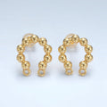 24K Gold plated Beaded Bubble Curved Double Loop Drop Stud Earrings Findings | Z937 - DLUXCA