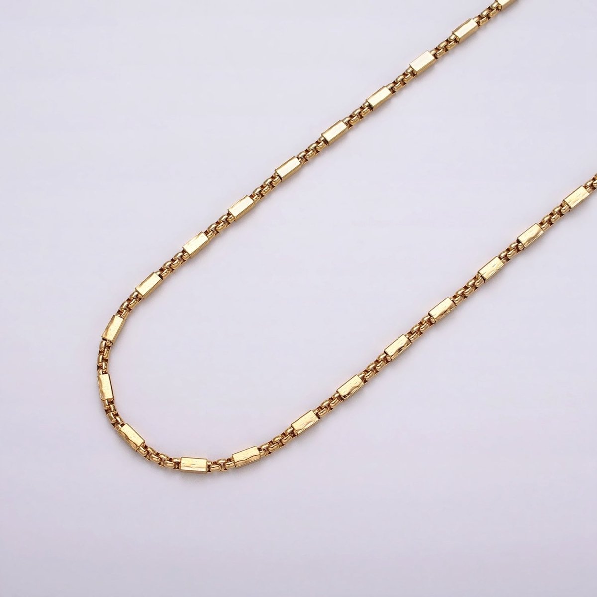 24k Gold plated Beaded Cable with Rolo Link 2.1mm Square Bead Chain Link Unfinished Yard Chain in Gold & Silver | ROLL-1321 Clearance Pricing