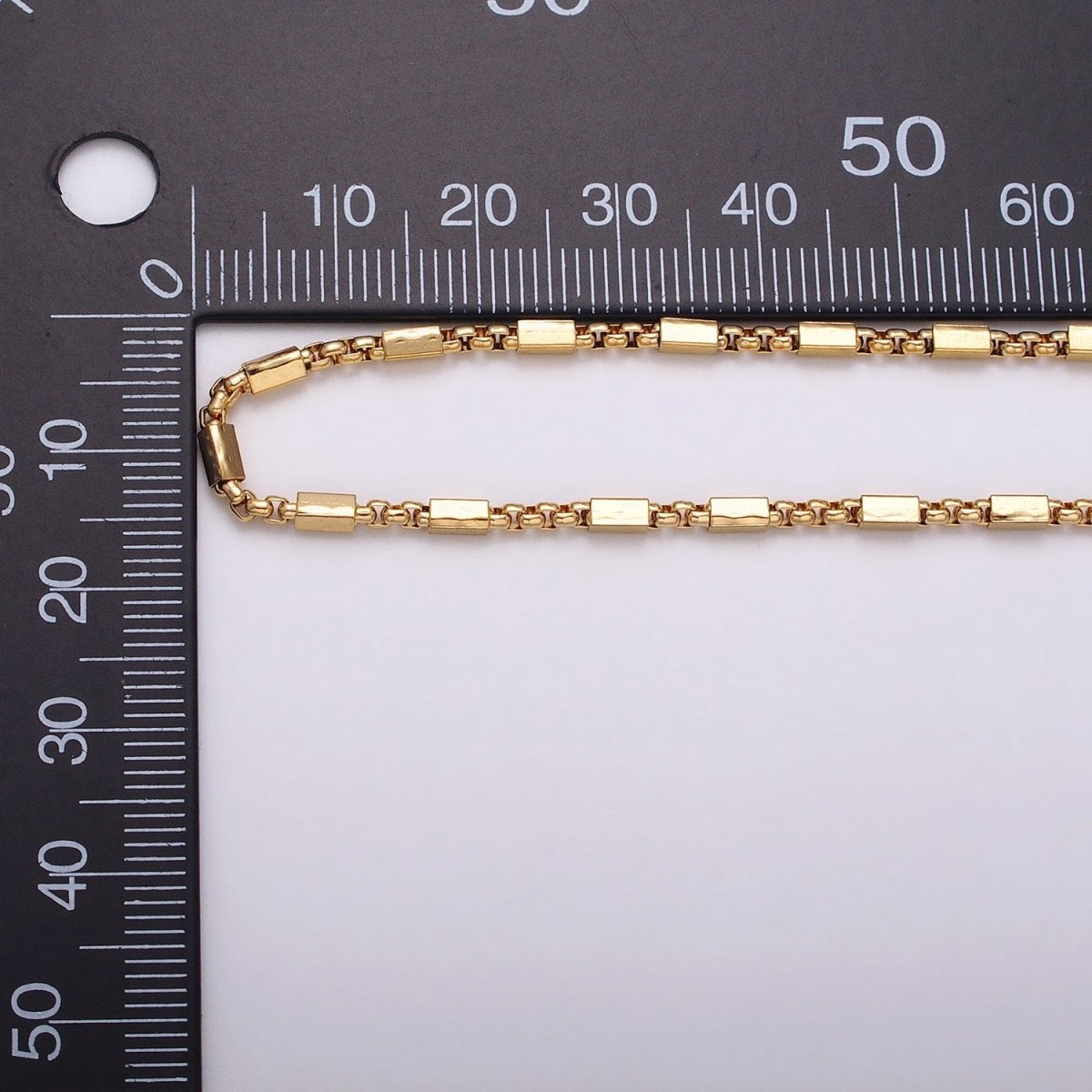 24k Gold plated Beaded Cable with Rolo Link 2.1mm Square Bead Chain Link Unfinished Yard Chain in Gold & Silver | ROLL-1321 Clearance Pricing
