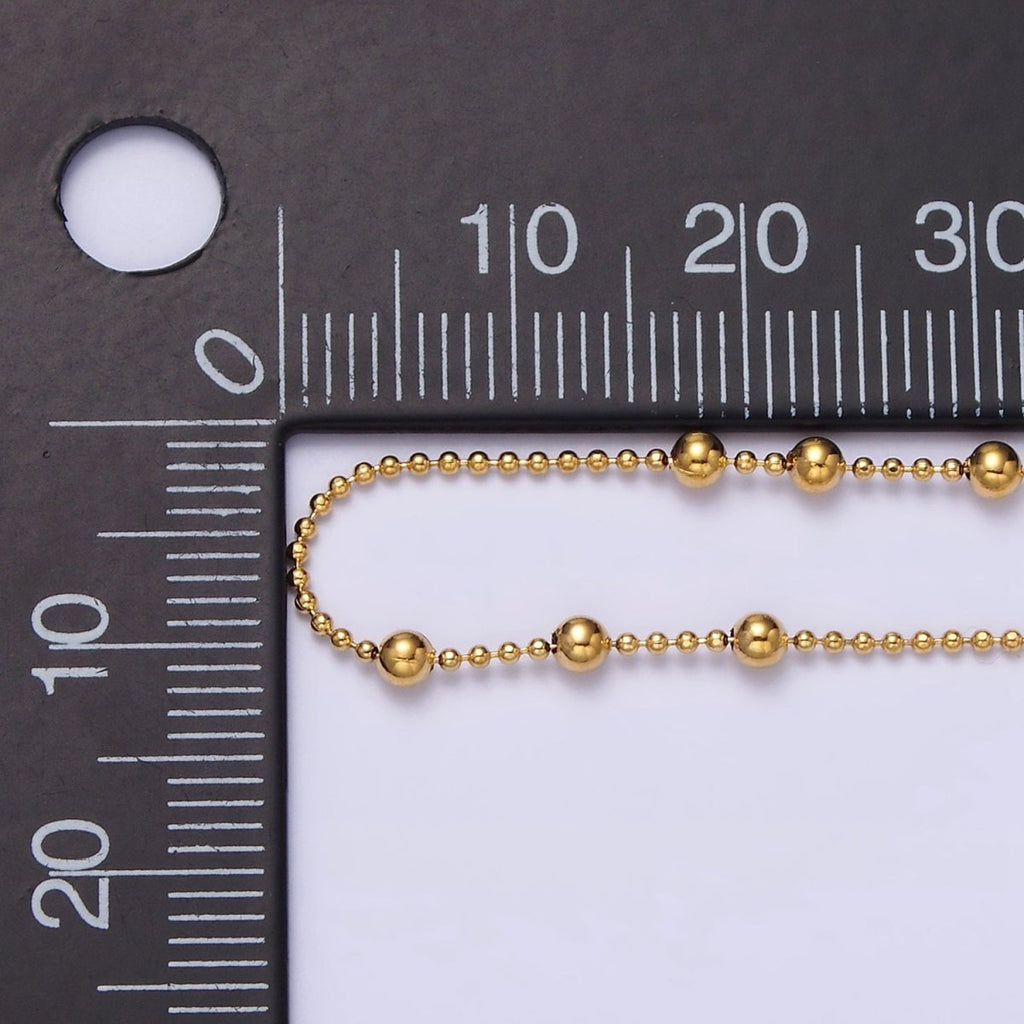 24k Gold plated Beaded Satellite Chain Gold plated Silver Chain Simple Everyday Layering Necklace 15.75 Inch | WA-1855 WA-1856 Clearance Pricing - DLUXCA