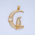 24K Gold plated Bird Celestial Crescent Moon Micro Paved CZ Pendant | AA786 - DLUXCA