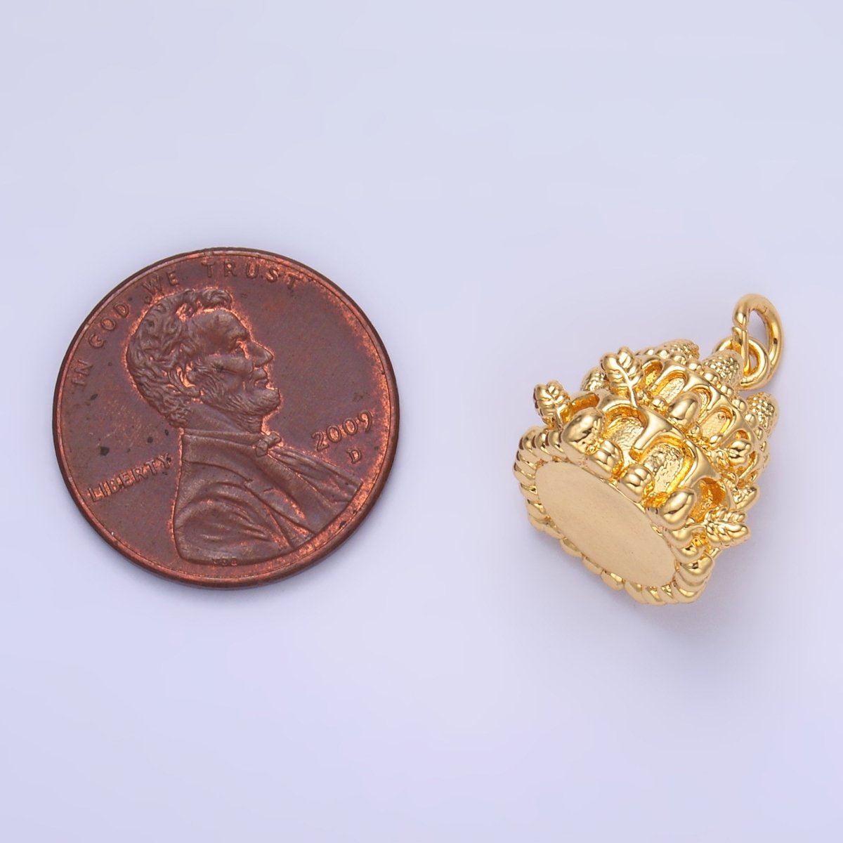 24K Gold plated Birthday Cake Multidimensional 3D Charm in Gold & Silver | W412 