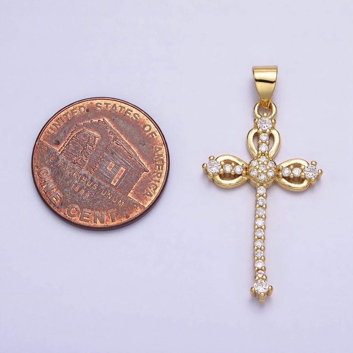 24K Gold plated Black, Clear Micro Paved CZ Religious Cross Pendant | AA210 AA211