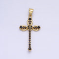 24K Gold plated Black, Clear Micro Paved CZ Religious Cross Pendant | AA210 AA211