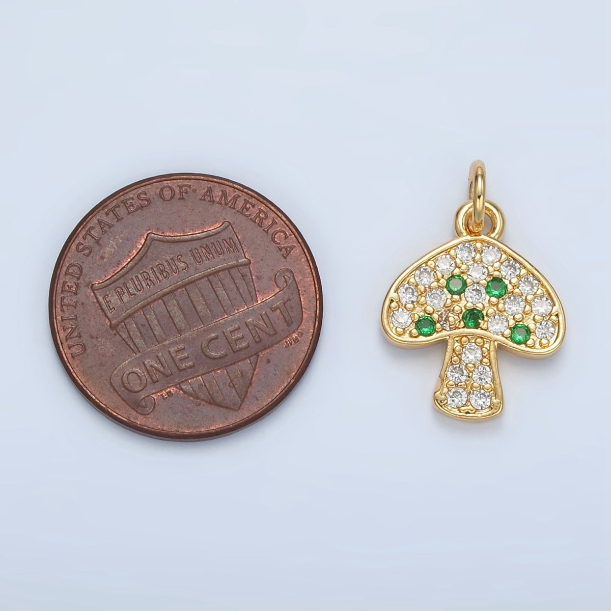 24K Gold plated Black, Fuchsia, Blue, Green Micro Paved CZ Mushroom Charm | AG852 AG853 - DLUXCA