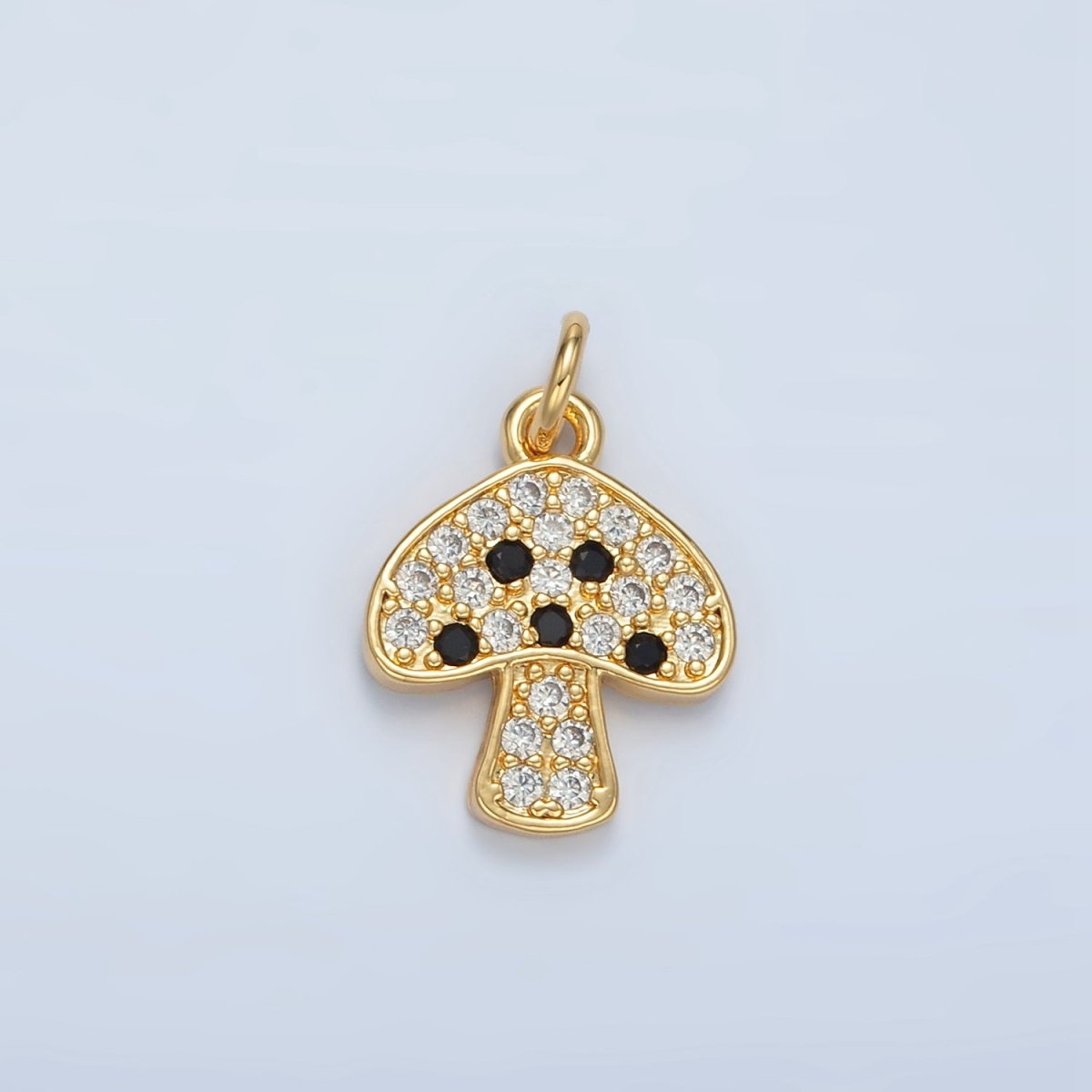 24K Gold plated Black, Fuchsia, Blue, Green Micro Paved CZ Mushroom Charm | AG852 AG853 - DLUXCA