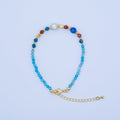 24K Gold plated Blue Multicolor Gemstone 9.25 Inch Bracelet | WA - 2887 