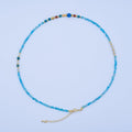 24K Gold plated Blue Multicolor Gemstone Gemstone Bead 18 Inch Necklace | WA - 2873 