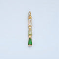 24K Gold plated Blue, Pink, Purple, Green Gradient Baguette CZ Linear Charm | AG900 AG901