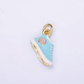 24K Gold plated Blue, Red Enamel Sneakers Shoe Mini Charm | C649 - DLUXCA