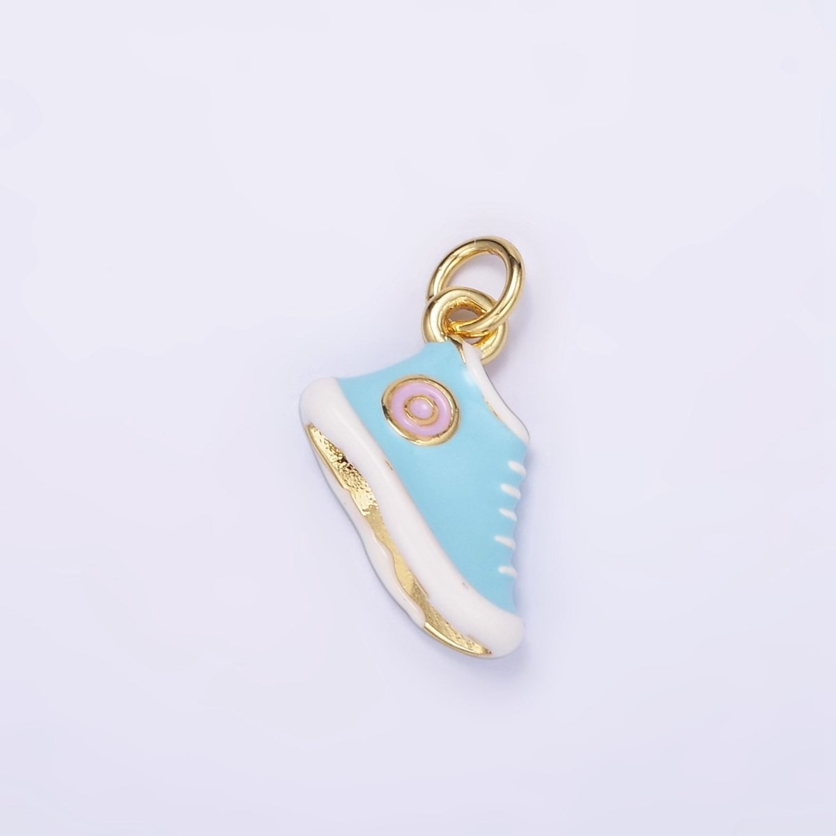 24K Gold plated Blue, Red Enamel Sneakers Shoe Mini Charm | C649 - DLUXCA