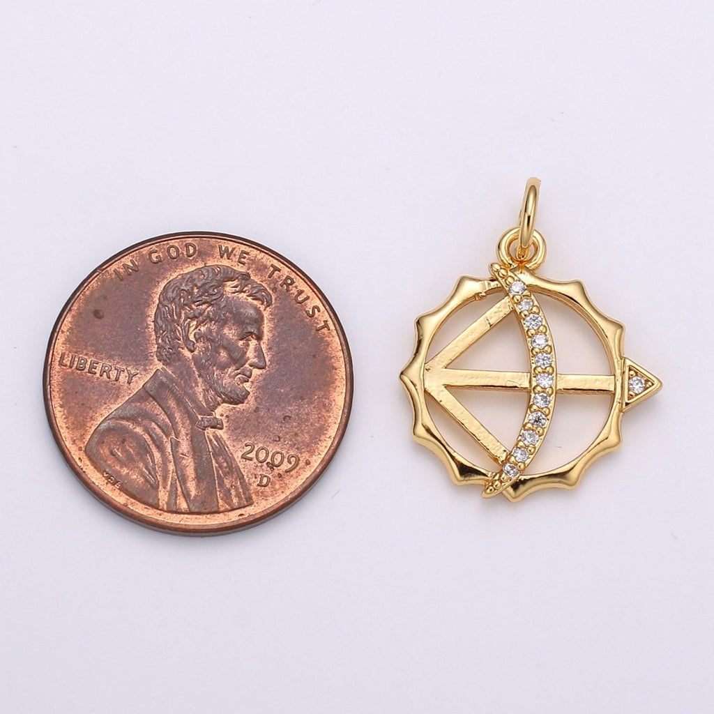 24K Gold plated Bow and Arrow Charm D-904 - DLUXCA