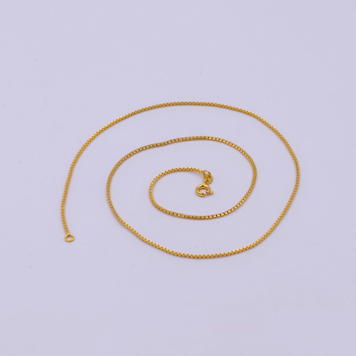 24k Gold plated Box Chain Necklace, 18 Inch, 1mm Gold Chain, Box Link Chain For Women Men | WA-530 Clearance Pricing - DLUXCA