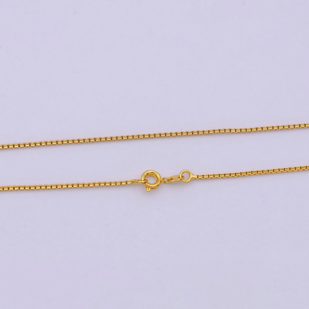 24k Gold plated Box Chain Necklace, 18 Inch, 1mm Gold Chain, Box Link Chain For Women Men | WA-530 Clearance Pricing - DLUXCA