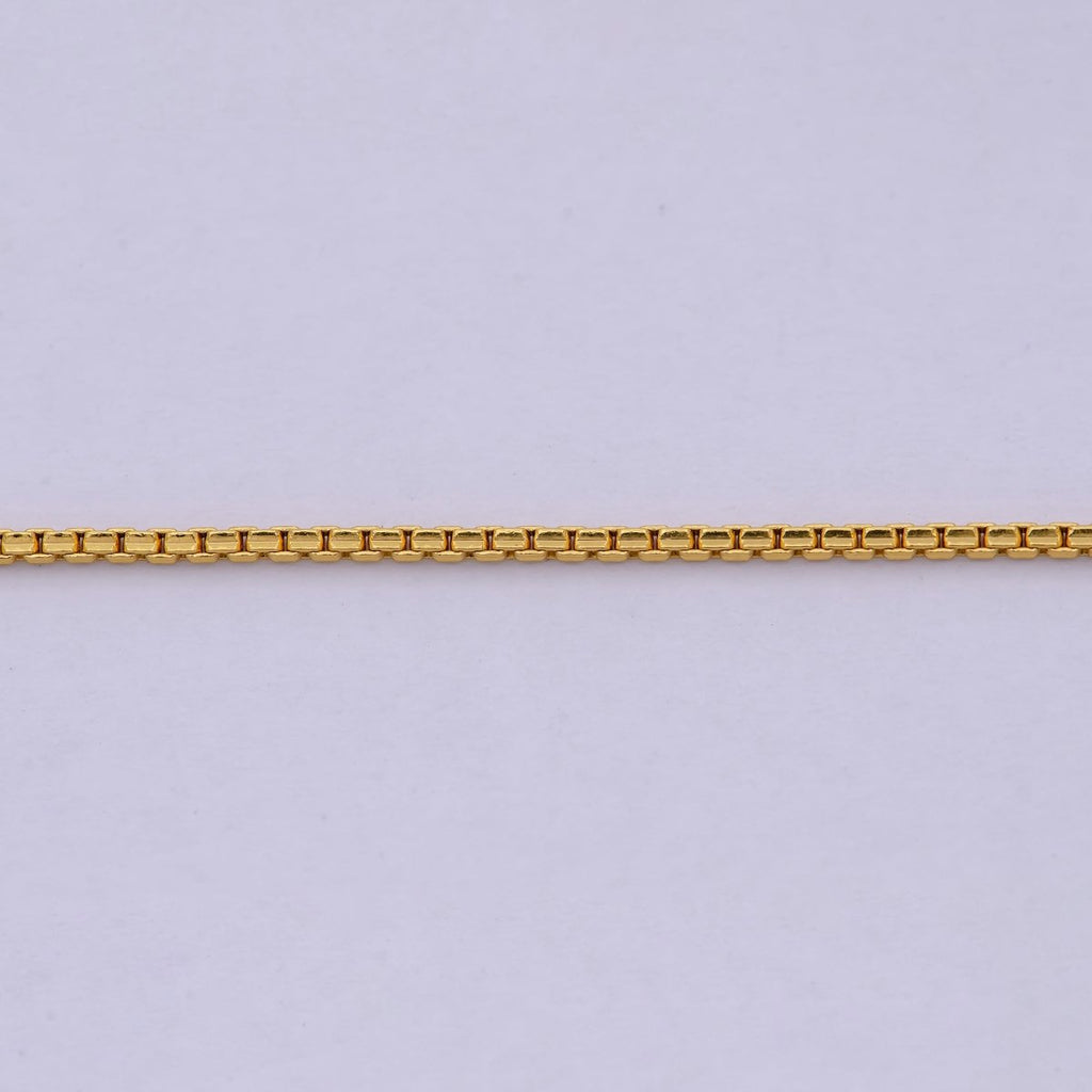 24k Gold plated Box Chain Necklace, 18 Inch, 1mm Gold Chain, Box Link Chain For Women Men | WA-530 Clearance Pricing - DLUXCA