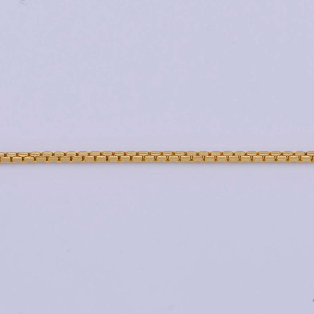 24k Gold plated Box Chain Necklace Dainty Box Chain Necklace, 1mm Link Chain Necklace, Box Chain Ready to Wear Necklace | WA-1132 Clearance Pricing - DLUXCA