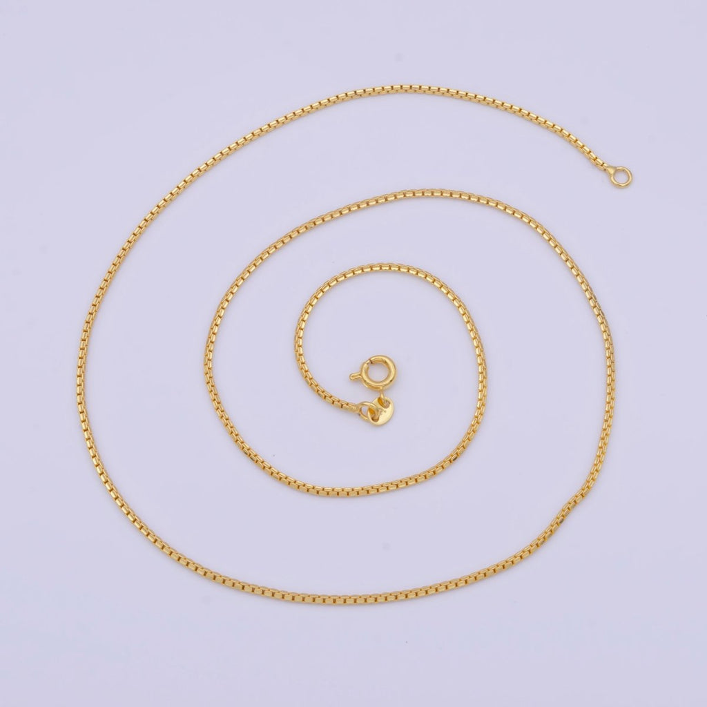 24k Gold plated Box Chain Necklace Dainty Box Chain Necklace, 1mm Link Chain Necklace, Box Chain Ready to Wear Necklace | WA-1132 Clearance Pricing - DLUXCA