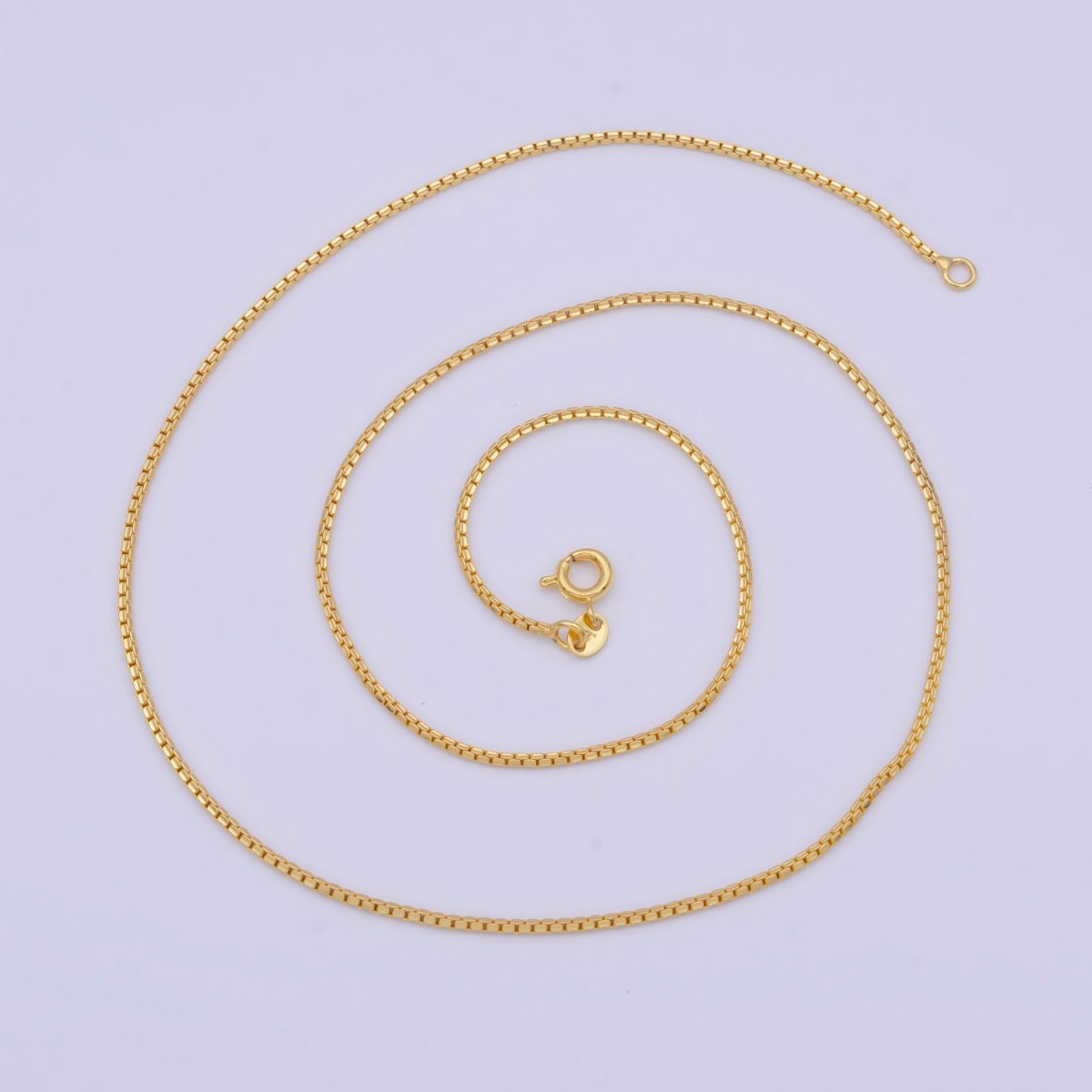 24k Gold plated Box Chain Necklace Dainty Box Chain Necklace, 1mm Link Chain Necklace, Box Chain Ready to Wear Necklace | WA-1132 Clearance Pricing - DLUXCA
