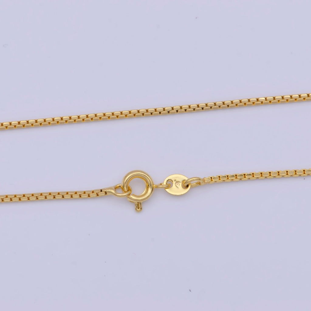 24k Gold plated Box Chain Necklace Dainty Box Chain Necklace, 1mm Link Chain Necklace, Box Chain Ready to Wear Necklace | WA-1132 Clearance Pricing - DLUXCA
