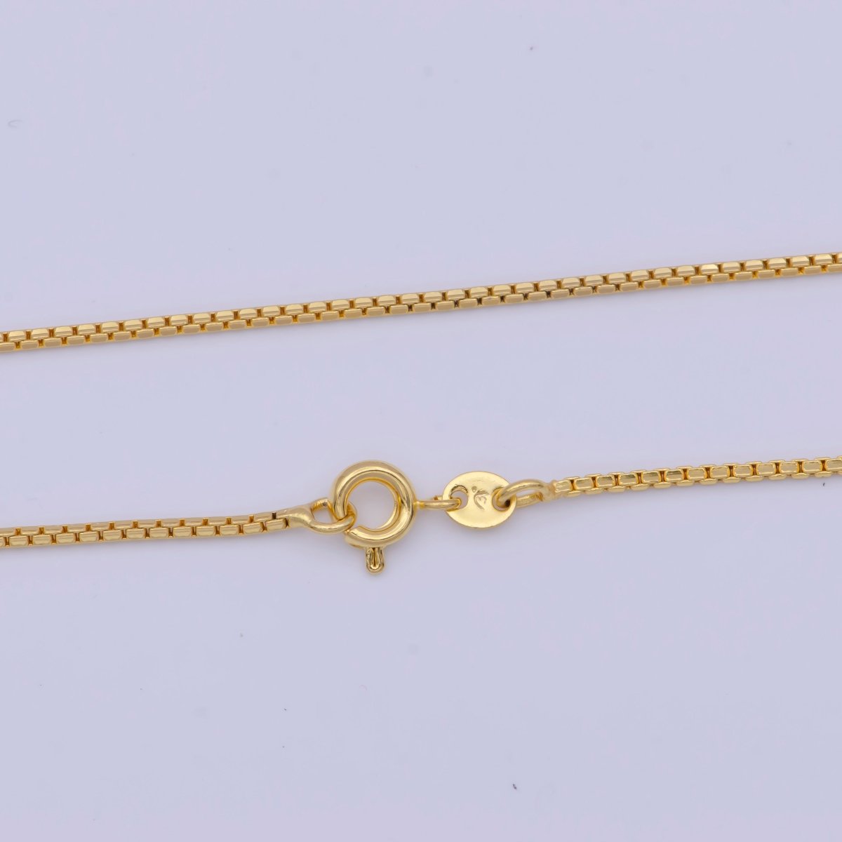 24k Gold plated Box Chain Necklace Dainty Box Chain Necklace, 1mm Link Chain Necklace, Box Chain Ready to Wear Necklace | WA-1132 Clearance Pricing - DLUXCA