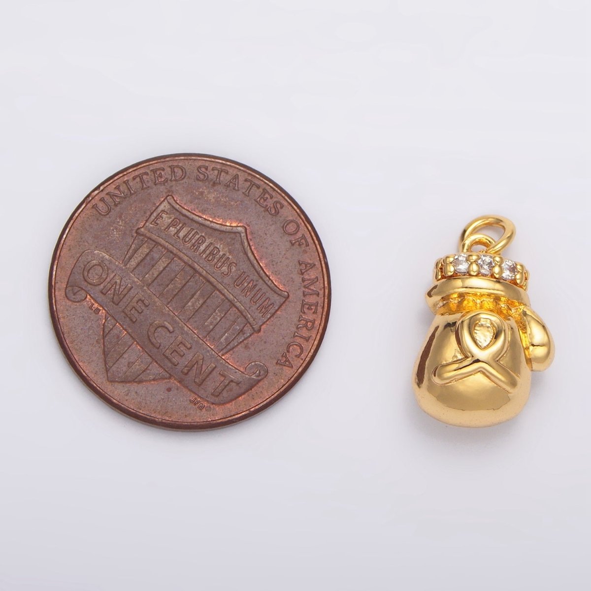 24K Gold plated Boxing Glove Micro Paved CZ Multidimensional Charm | W100 - DLUXCA