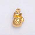 24K Gold plated Boxing Glove Micro Paved CZ Multidimensional Charm | W100 - DLUXCA