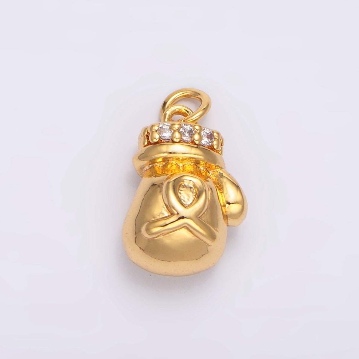 24K Gold plated Boxing Glove Micro Paved CZ Multidimensional Charm | W100 - DLUXCA