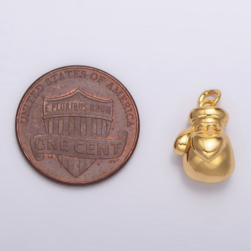 24K Gold plated Boxing Glove Micro Paved CZ Multidimensional Charm | W100 - DLUXCA