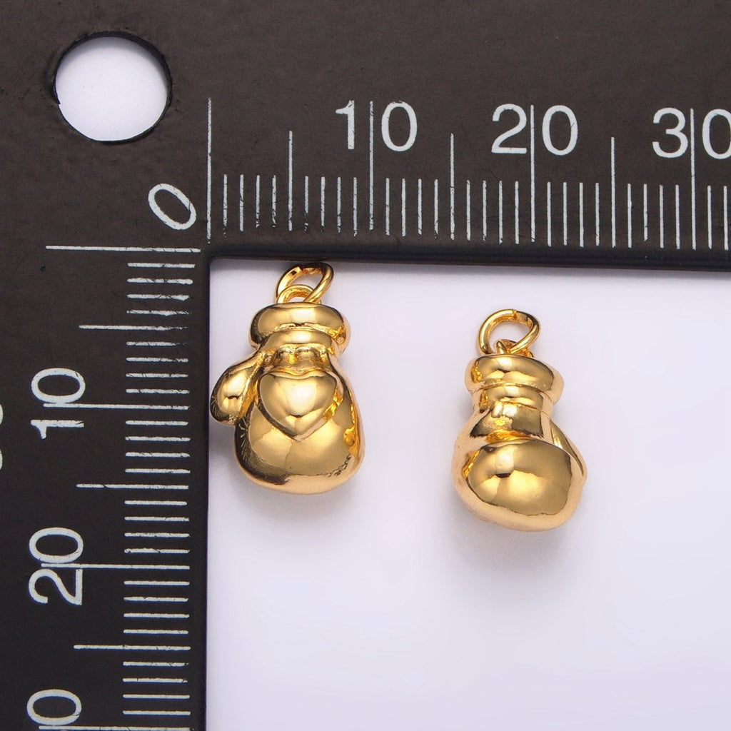 24K Gold plated Boxing Glove Micro Paved CZ Multidimensional Charm | W100 - DLUXCA