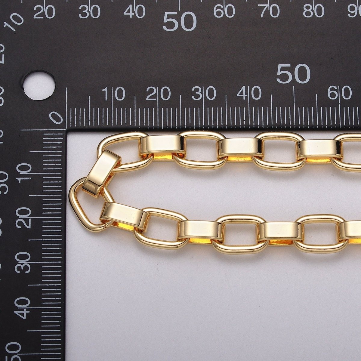24k Gold plated Boxy Cable Wide Link Unfinished Yard 9mm Chain in Gold & Silver | ROLL-1116 ROLL-1200 Clearance Pricing