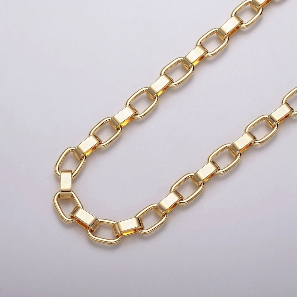 24k Gold plated Boxy Cable Wide Link Unfinished Yard 9mm Chain in Gold & Silver | ROLL-1116 ROLL-1200 Clearance Pricing