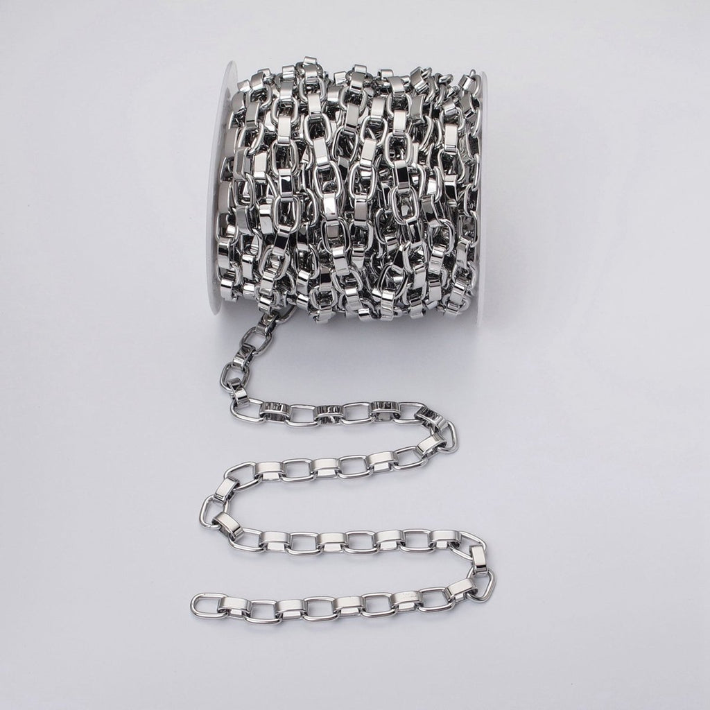 24k Gold plated Boxy Cable Wide Link Unfinished Yard 9mm Chain in Gold & Silver | ROLL-1116 ROLL-1200 Clearance Pricing