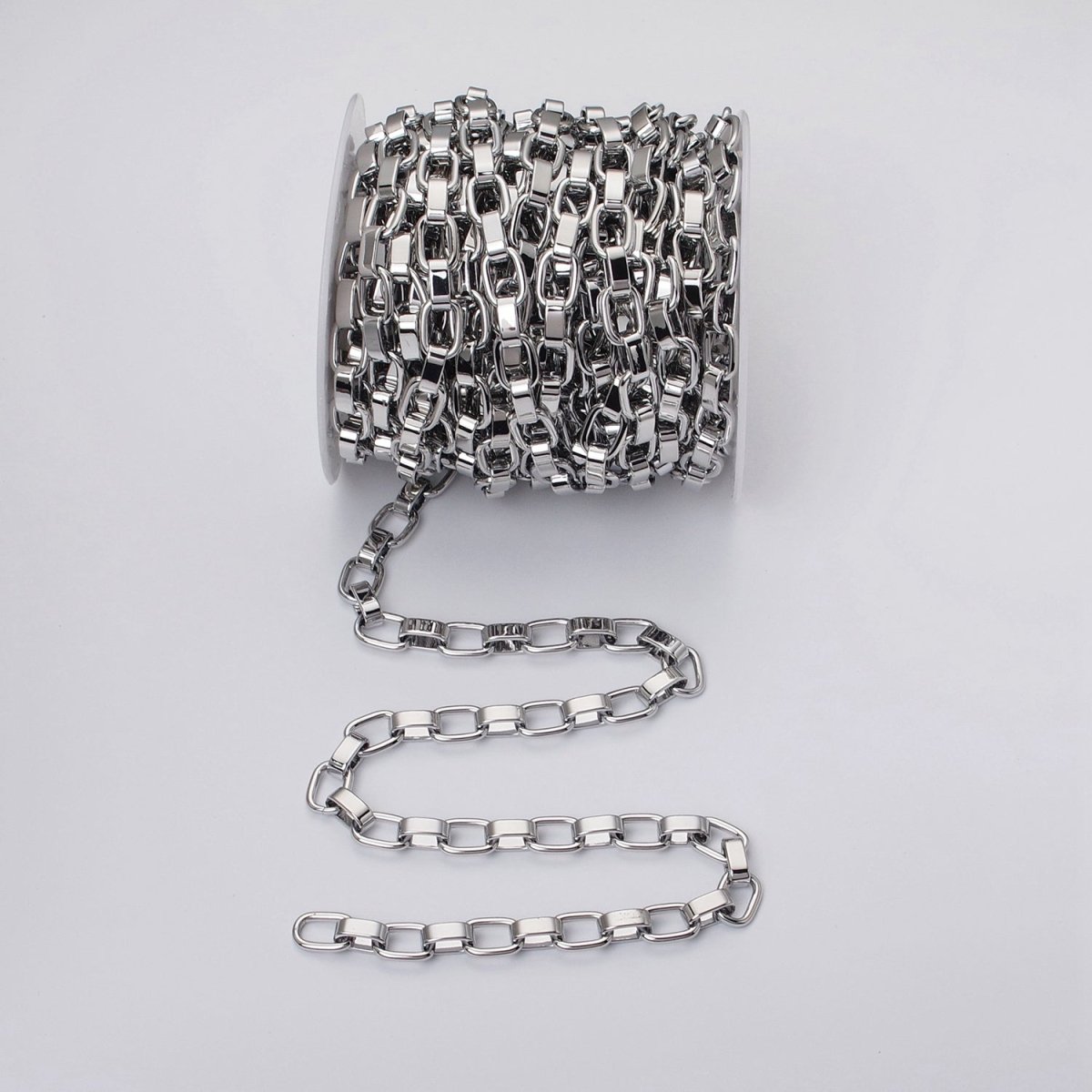 24k Gold plated Boxy Cable Wide Link Unfinished Yard 9mm Chain in Gold & Silver | ROLL-1116 ROLL-1200 Clearance Pricing