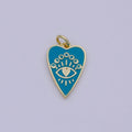 24k Gold plated Bright Eye charm, Heart Charm, Eye Charm, Light Blie Charm, For Charm Bracelets, For Necklace Pendants E-579 - DLUXCA